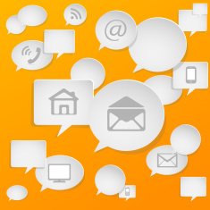 Speech bubbles with contact signs