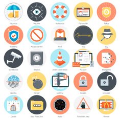 Security and protection theme flat style colorful vector icon