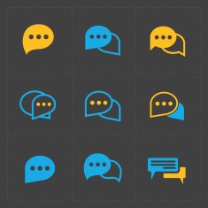 Colorful Speech bubble icons on black background Vector illustr N2