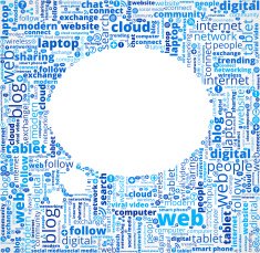 Thought Bubble on Modern Communication and Technology Word Patte