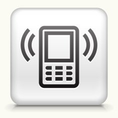 Telephone icon on a white square button