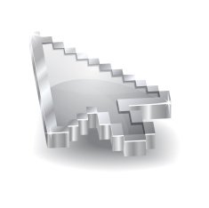 3d Glossy Silver Pointer Vector Icon