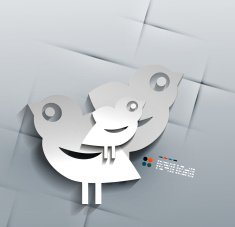 Vector 3d paper social bird design