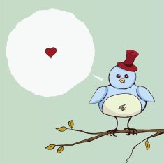 Bird on a branch - valentine's card