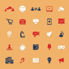 Media marketing classic color icons with shadow