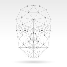 Face network illustration grey