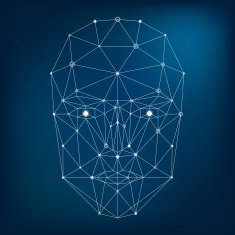Face network illustration blue N2