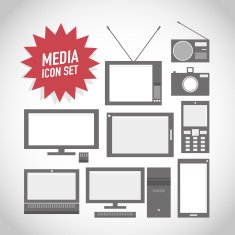 Set of media technology icons