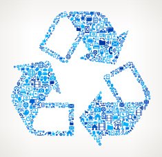 Recycling Symbol on vector technology pattern Background