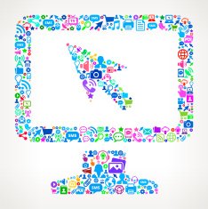 Monitor on Modern Technology & Communication interface icon Pattern