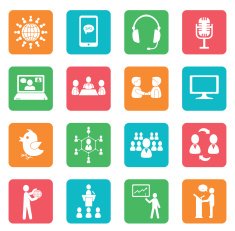 Set of communication icons Color buttons