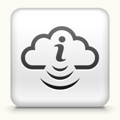Square Button with Internet Cloud