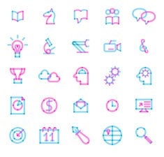 Set of modern transparent wire design icons N2