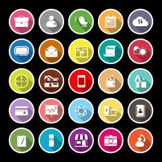 Mobile flat icons with long shadow