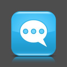 Blue icon speech bubble sign glossy square web button