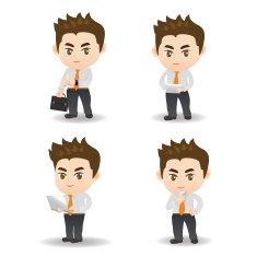 cartoon Business man and technology