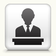 Square Button with Speaking Man