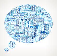 Thought Bubble on Modern Communication and Technology Word Cloud N2