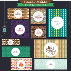 Floral social media post and headers for Eid