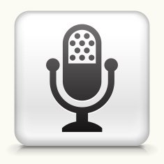 Square Button with Broadcasting Microphone