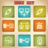 Networking vintage icons vector