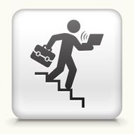 Square Button with Businessman Rushing &amp; Working N2