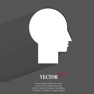 Man silhouette profile picture Flat modern web button with long N3