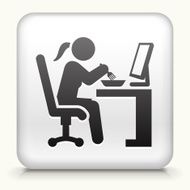 Square Button with Businesswoman Working N3