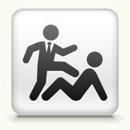 Square Button with Beating Up Businessman