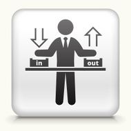 Square Button with Businessman In &amp; Out
