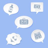 Speech bubbles vacation accessories