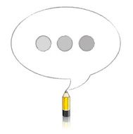 Yellow Pencil Drawing Oval Speech Balloon with Ellipsis N2