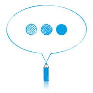 Blue Pencil Drawing Oval Speech Balloon with Ellipsis N2