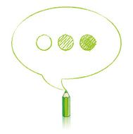 Green Pencil Drawing Oval Speech Balloon with Ellipsis N2