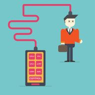 Smart Phone Addiction control businessman vector illustration