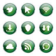 Web Internet Social Green Vector Button Icon Design Set N12