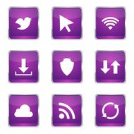Web Internet Social Square Vector Violet Icon Design Set N8