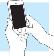 Hands Using Smartphone Line Art