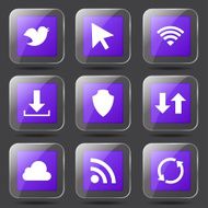 Web Internet Social Square Vector Violet Icon Design Set N9