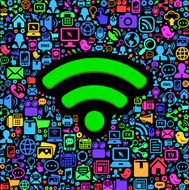Wi-Fi Symbol on Modern Technology &amp; Communication Background N2