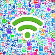 Wi-Fi Symbol on Modern Technology &amp; Communication Background N3