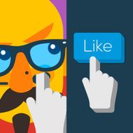 Like us Button with hipster man face