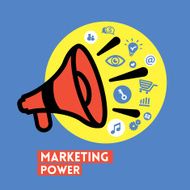 Megaphone with Marketing Power concept Vector Illustration