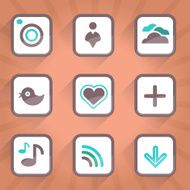 Social media communication icons in buttons