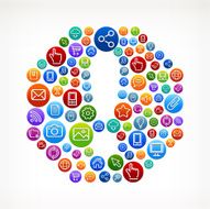 Exclamation Point with Social Networking &amp; Internet Color Button