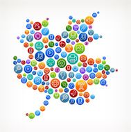 Maple Leaf with Social Networking &amp; Internet Color Buttons