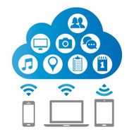 Cloud computing and media icons Vector