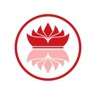Red reflective crown in circle on white background