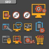 Seo system icons vector