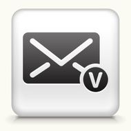 White Square Button with Envelope Icon N2